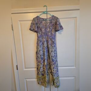 Anthropologie Purple Floral Jumpsuit